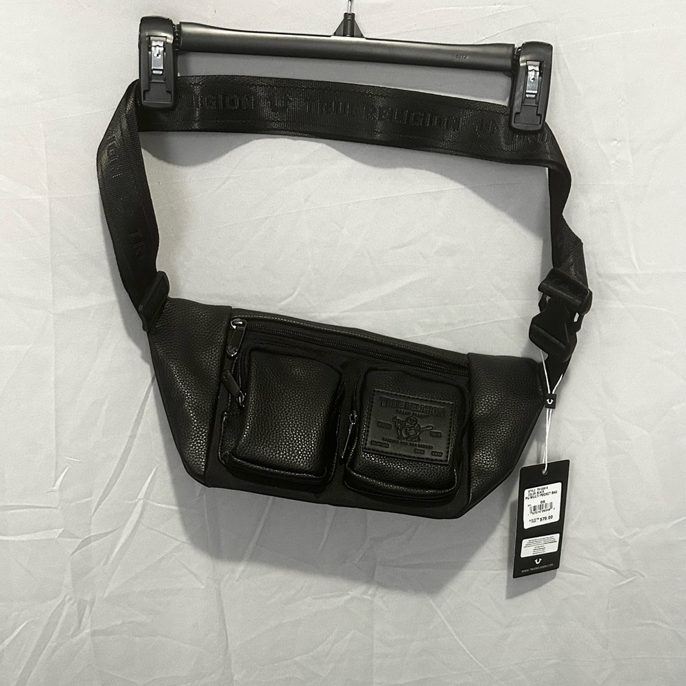 True Religion Black Leather Crossbody Bag